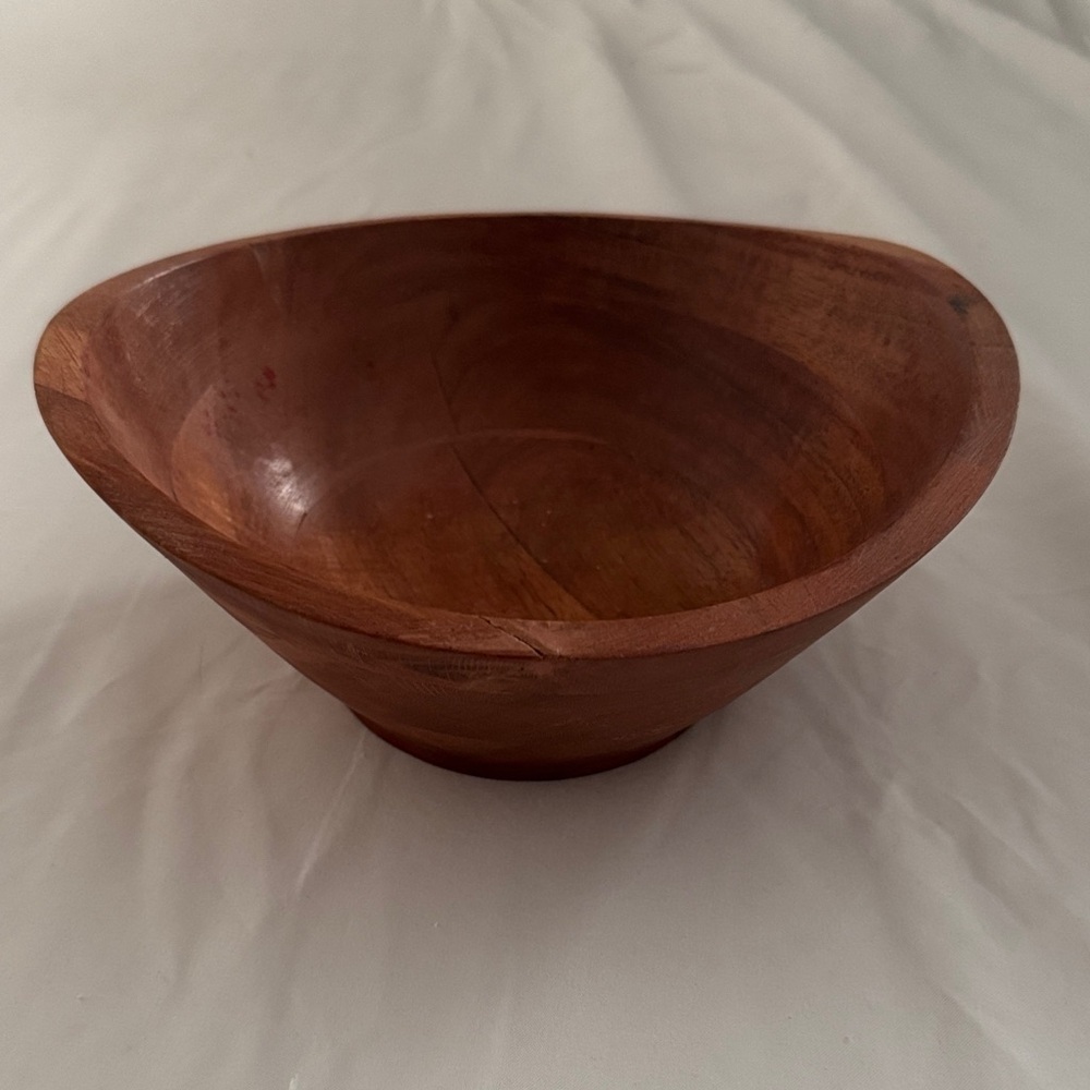 Rustic Brown Wooden Serving Bowl